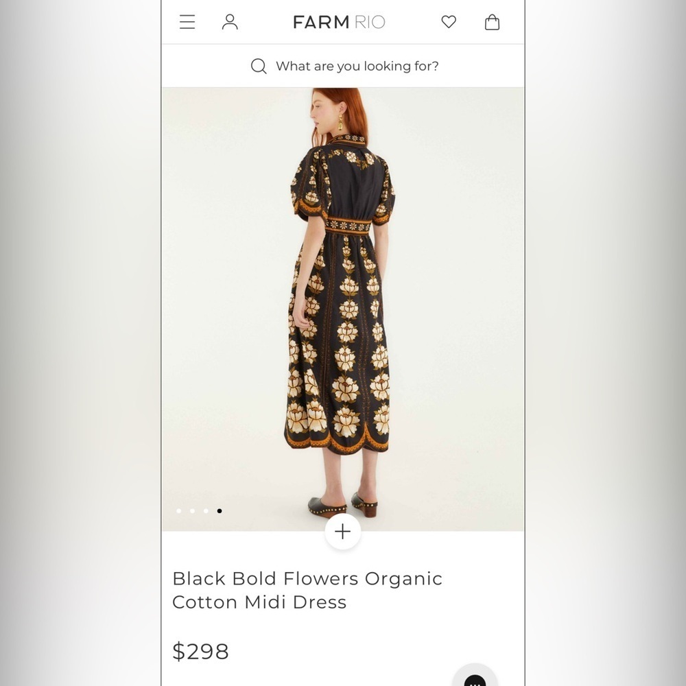 Farm Rio: Black Bold Flowers Organic Cotton Midi Dress - Picture 12 of 12